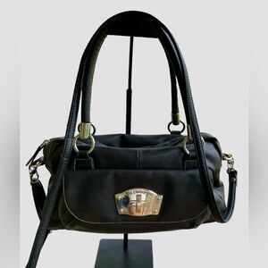 Liz Claiborne Vegan Leather Y2K Twist Lock Crossbody Shoulder Bag Purse